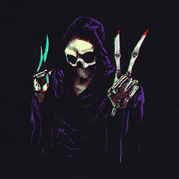 Grim Reaper Peace Hand Sign by podtuts